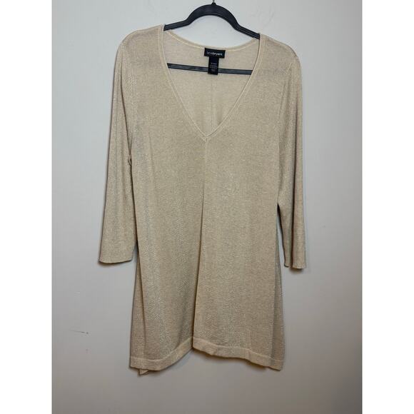 Lane Bryant Women’s 18/20W Sweater Gold Tunic Lightweight Metallic - Picture 1 of 6